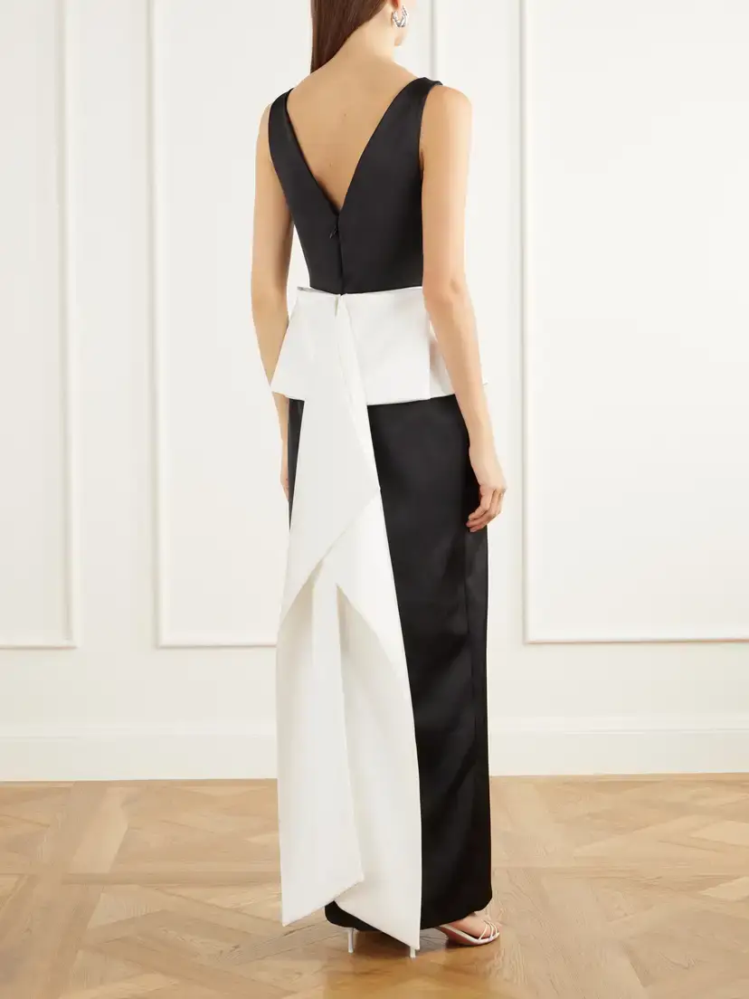 Simkhai Sirel Tie-detailed Peplum Duchess-satin Gown | Thumbnail 3 Simkhai Sirel Tie-detailed Peplum Duchess-satin Gown | Thumbnail 3