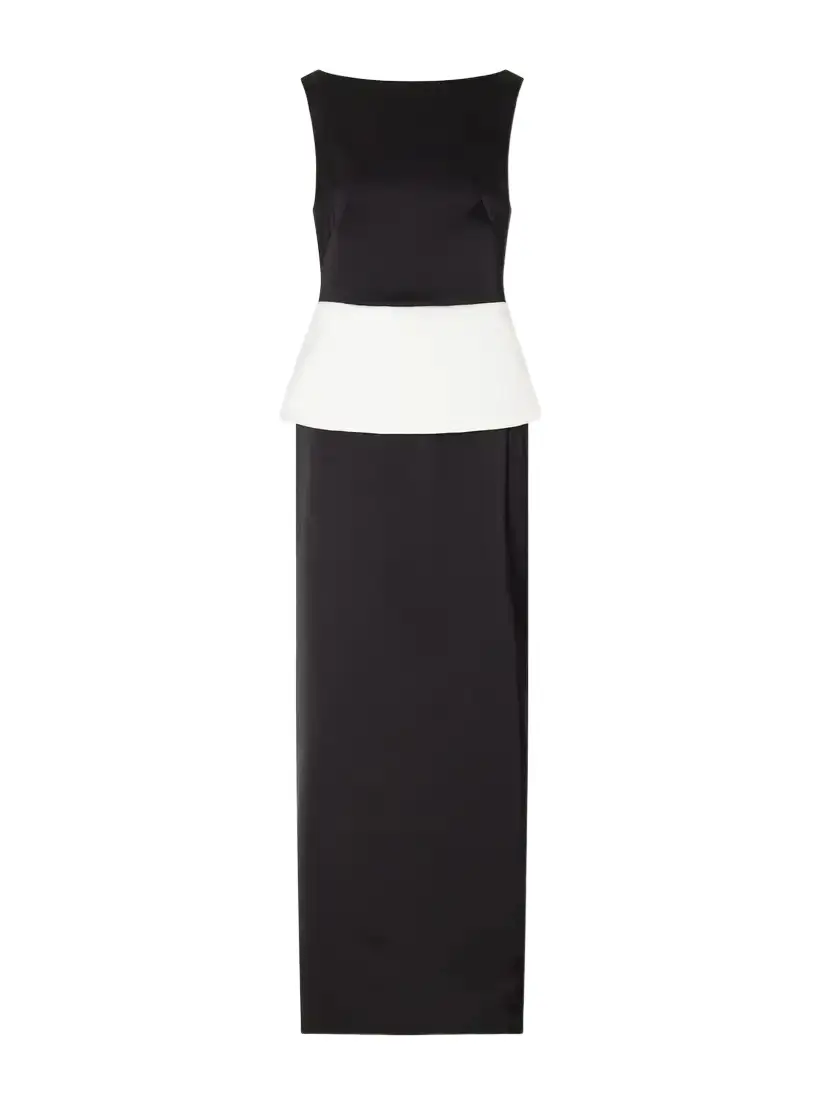 Sirel Tie-detailed Peplum Duchess-satin Gown
