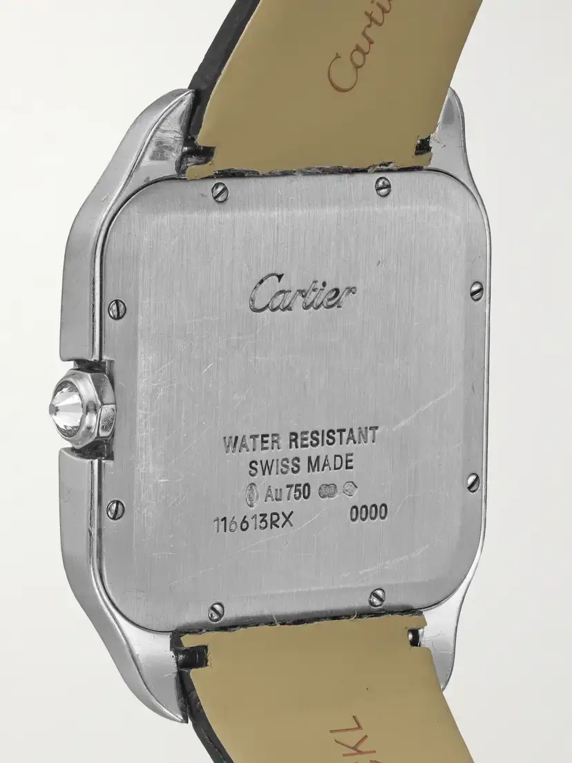 Stephanie Windsor + Cartier Vintage 2000 Santos Dumont Hand-wound 18-karat White Gold, Diamond And Leather Watch, Ref. Wh100351 (6.2" Wrist) | Thumbnail 4
