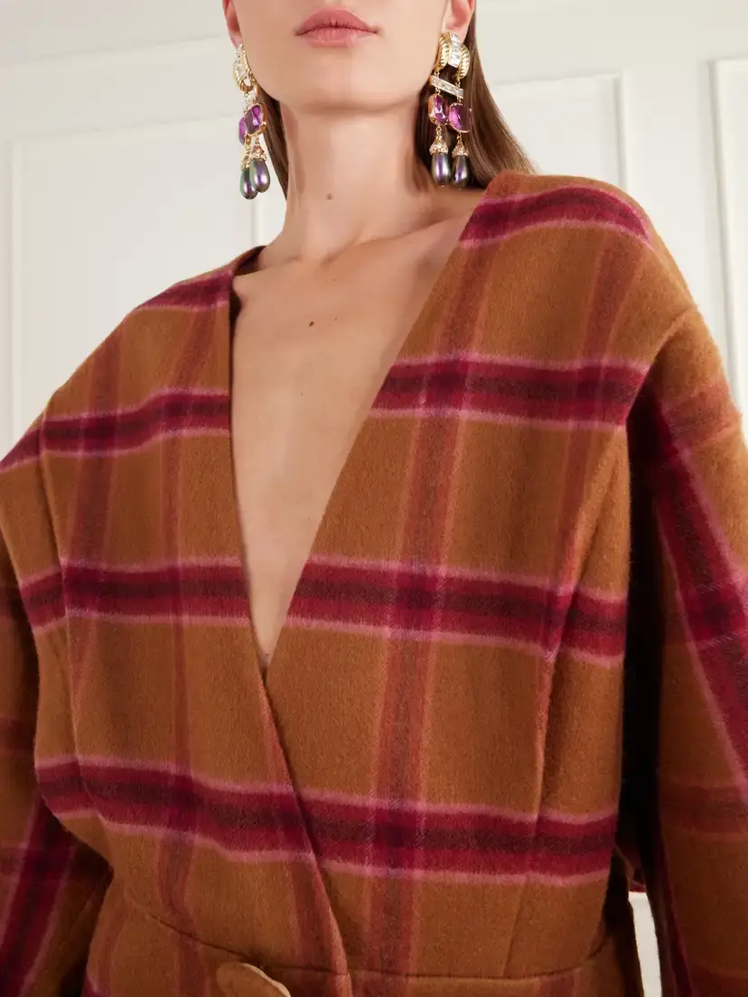 Valentino Garavani Checked Shearling-trimmed Virgin Wool-felt Jacket | Thumbnail 4 Valentino Garavani Checked Shearling-trimmed Virgin Wool-felt Jacket | Thumbnail 4