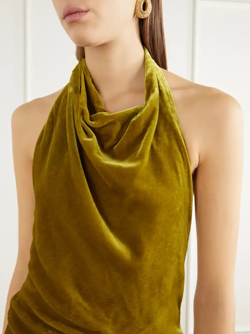 Simkhai Reannon Draped Velvet Halterneck Gown | Thumbnail 4 Simkhai Reannon Draped Velvet Halterneck Gown | Thumbnail 4