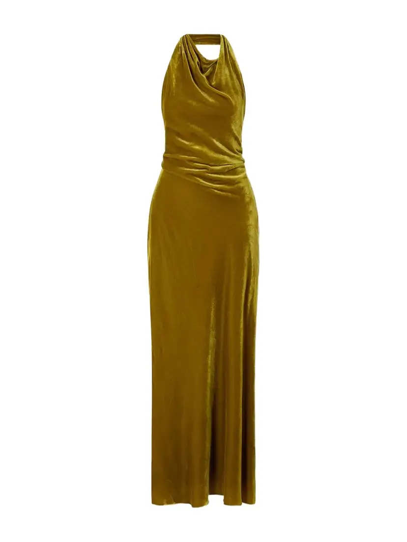 Reannon Draped Velvet Halterneck Gown Reannon Draped Velvet Halterneck Gown