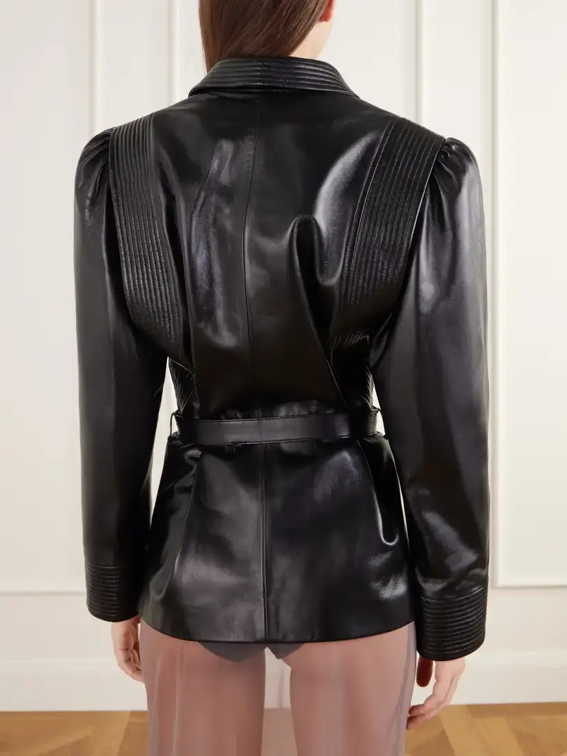 Valentino Garavani Pleated Belted Leather Jacket | Thumbnail 4 Valentino Garavani Pleated Belted Leather Jacket | Thumbnail 4