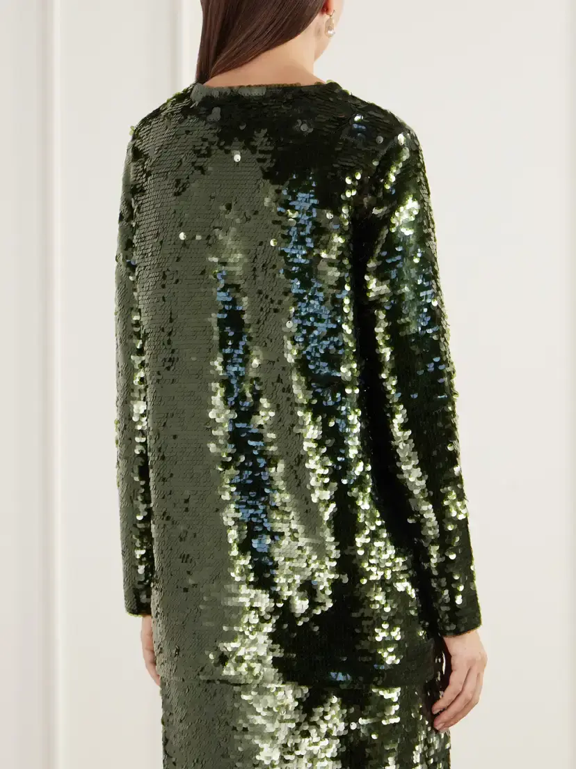 Carolina Herrera Bow-detailed Sequined Knitted Cardigan | Thumbnail 3