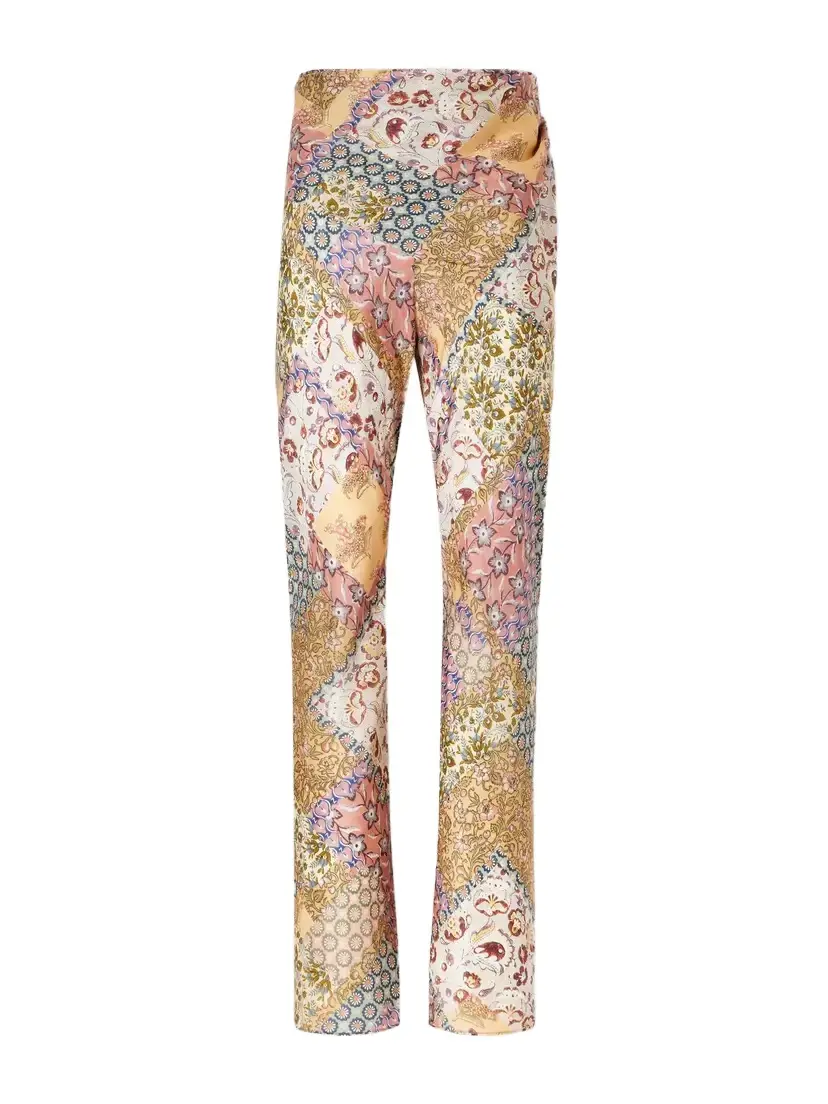 Fairlight Draped Printed Silk Wide-leg Pants
