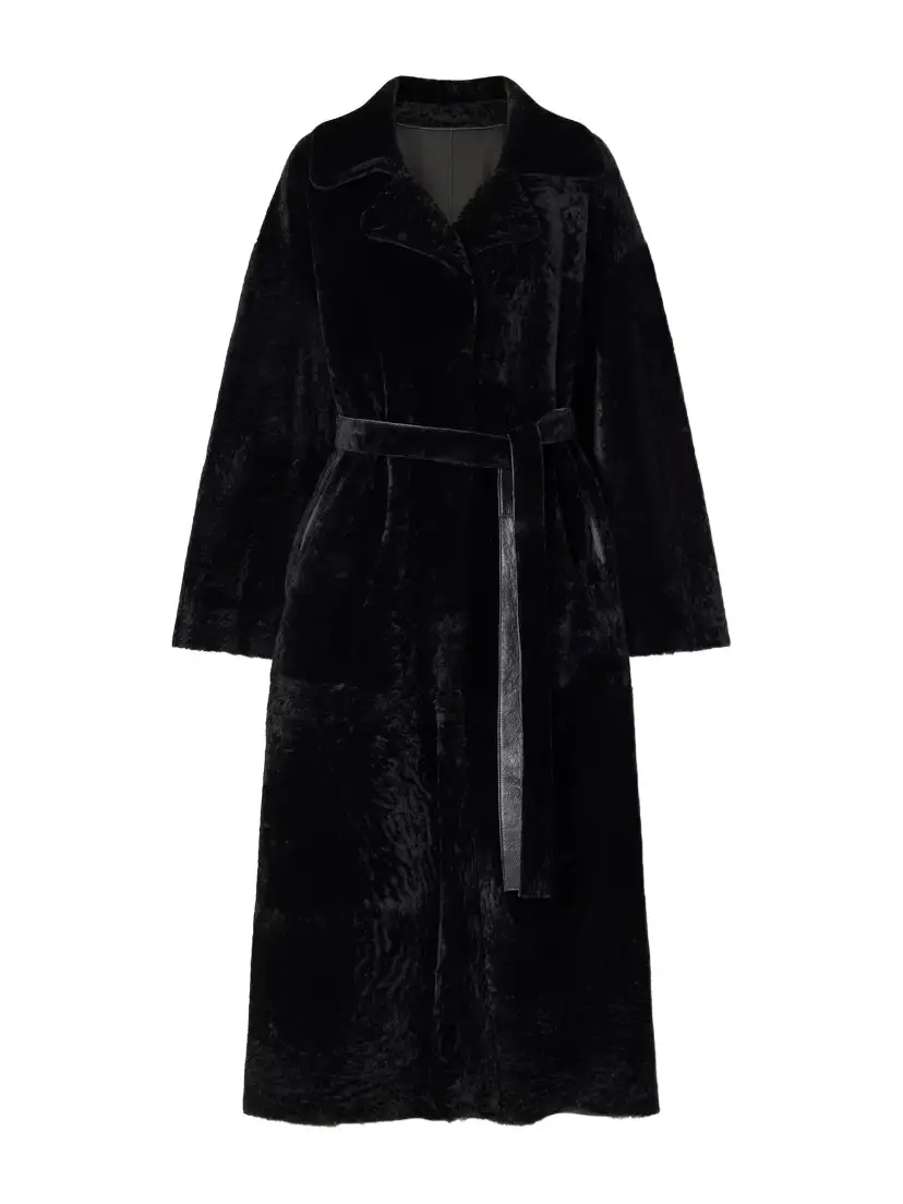 Rien Belted Reversible Shearling And Leather Coat - Black Rien Belted Reversible Shearling And Leather Coat - Black