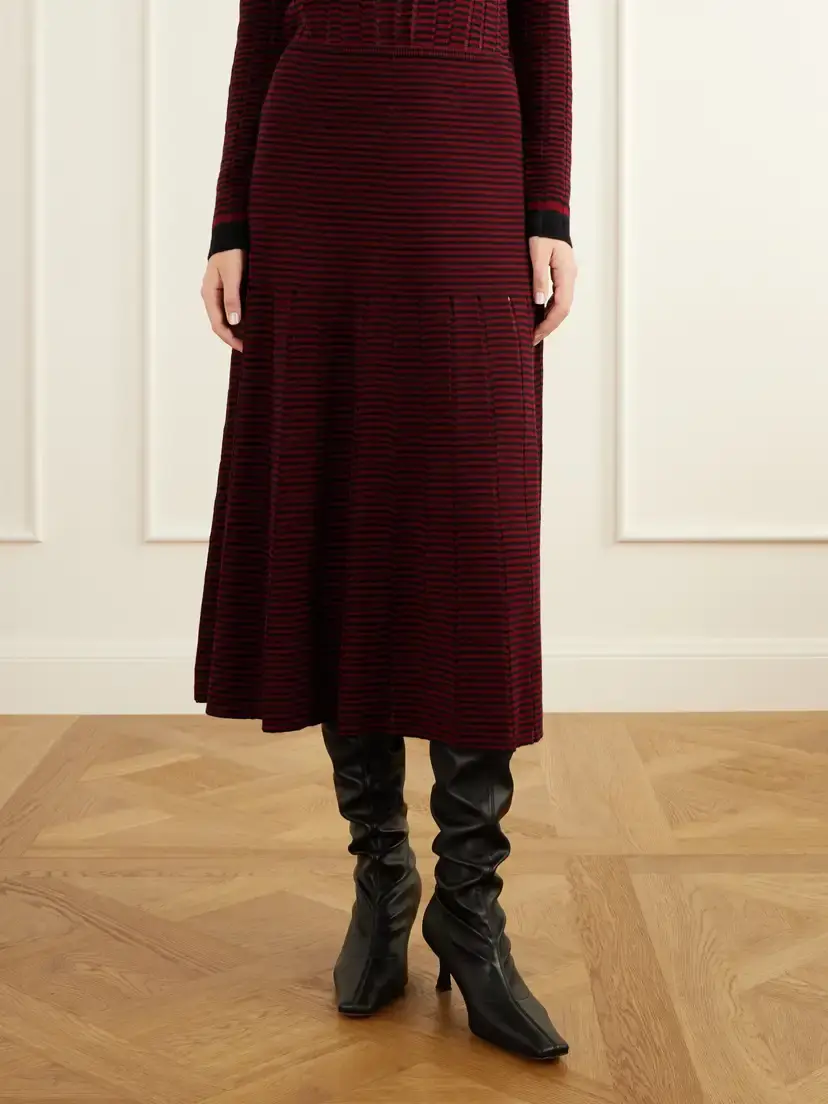 Proenza Schouler White Label Phyllis Striped Wool And Cotton-blend Maxi Skirt | Thumbnail 3 Proenza Schouler White Label Phyllis Striped Wool And Cotton-blend Maxi Skirt | Thumbnail 3