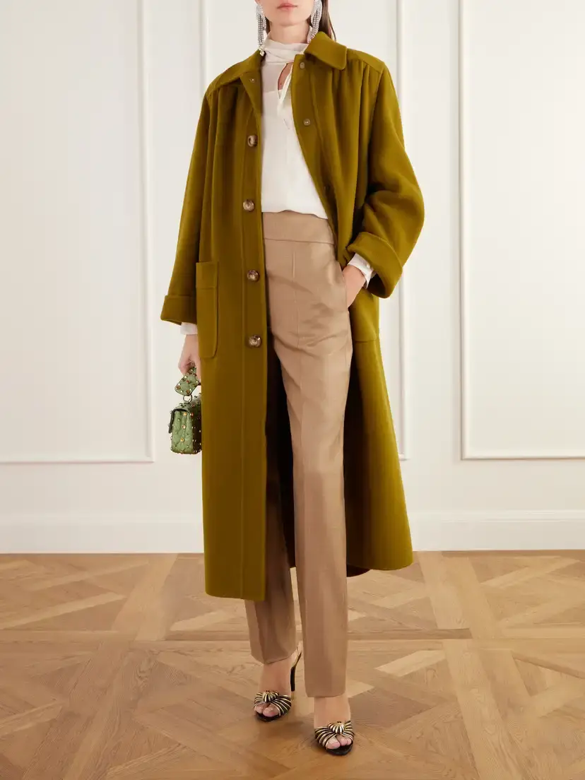 Valentino Garavani Belted Gathered Felted Wool And Cashmere-blend Coat - Brown | Thumbnail 2