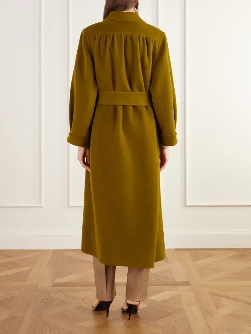 Valentino Garavani Belted Gathered Felted Wool And Cashmere-blend Coat - Brown | Thumbnail 4