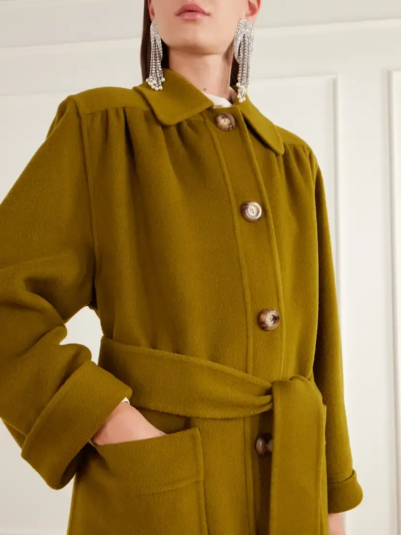Valentino Garavani Belted Gathered Felted Wool And Cashmere-blend Coat - Brown | Thumbnail 5
