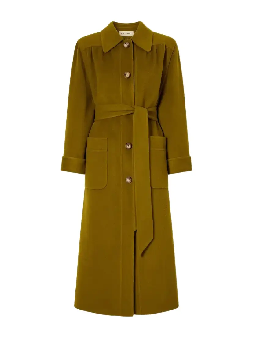 Valentino Garavani Belted Gathered Felted Wool And Cashmere-blend Coat - Brown