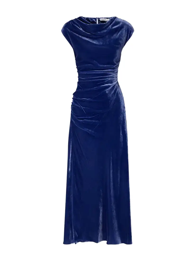 Burke Gathered Velvet Midi Dress