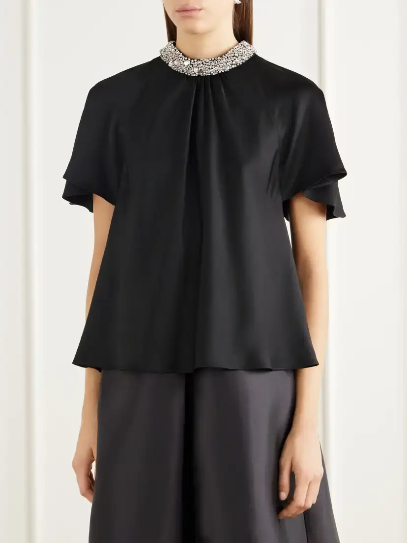 Simkhai Loreta Crystal-embellished Satin Blouse | Thumbnail 3 Simkhai Loreta Crystal-embellished Satin Blouse | Thumbnail 3