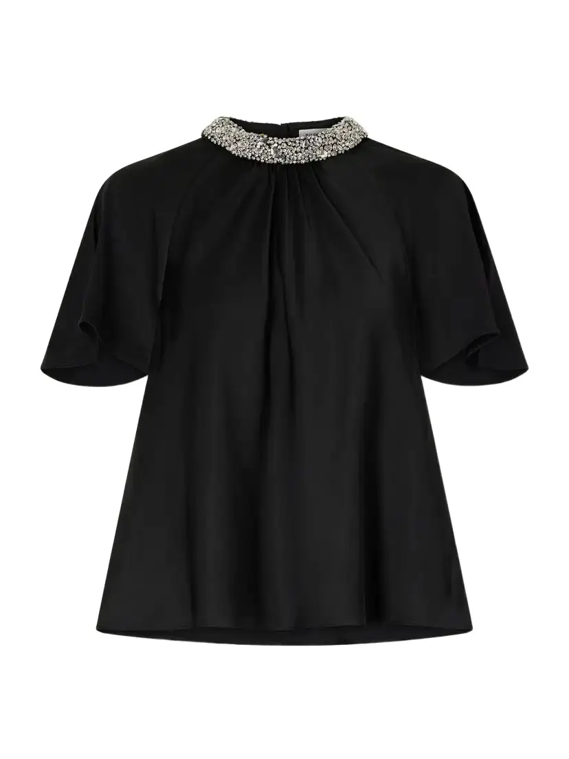 Simkhai Loreta Crystal-embellished Satin Blouse