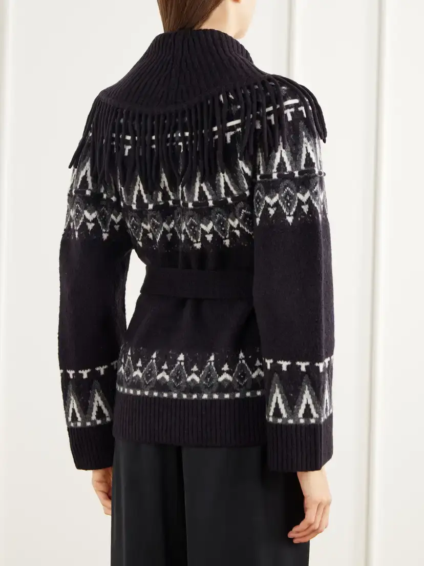 Simkhai Anaise Fringed Fair Isle Wool-blend Cardigan | Thumbnail 3 Simkhai Anaise Fringed Fair Isle Wool-blend Cardigan | Thumbnail 3