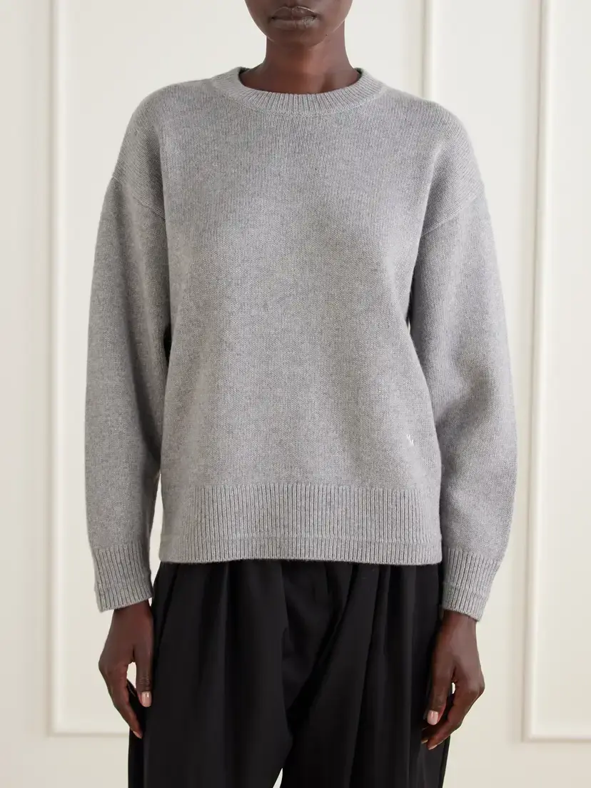 Maria McManus Ladder Stitch Cashmere And Cotton-blend Sweater - Gray | Thumbnail 3 Maria McManus Ladder Stitch Cashmere And Cotton-blend Sweater - Gray | Thumbnail 3