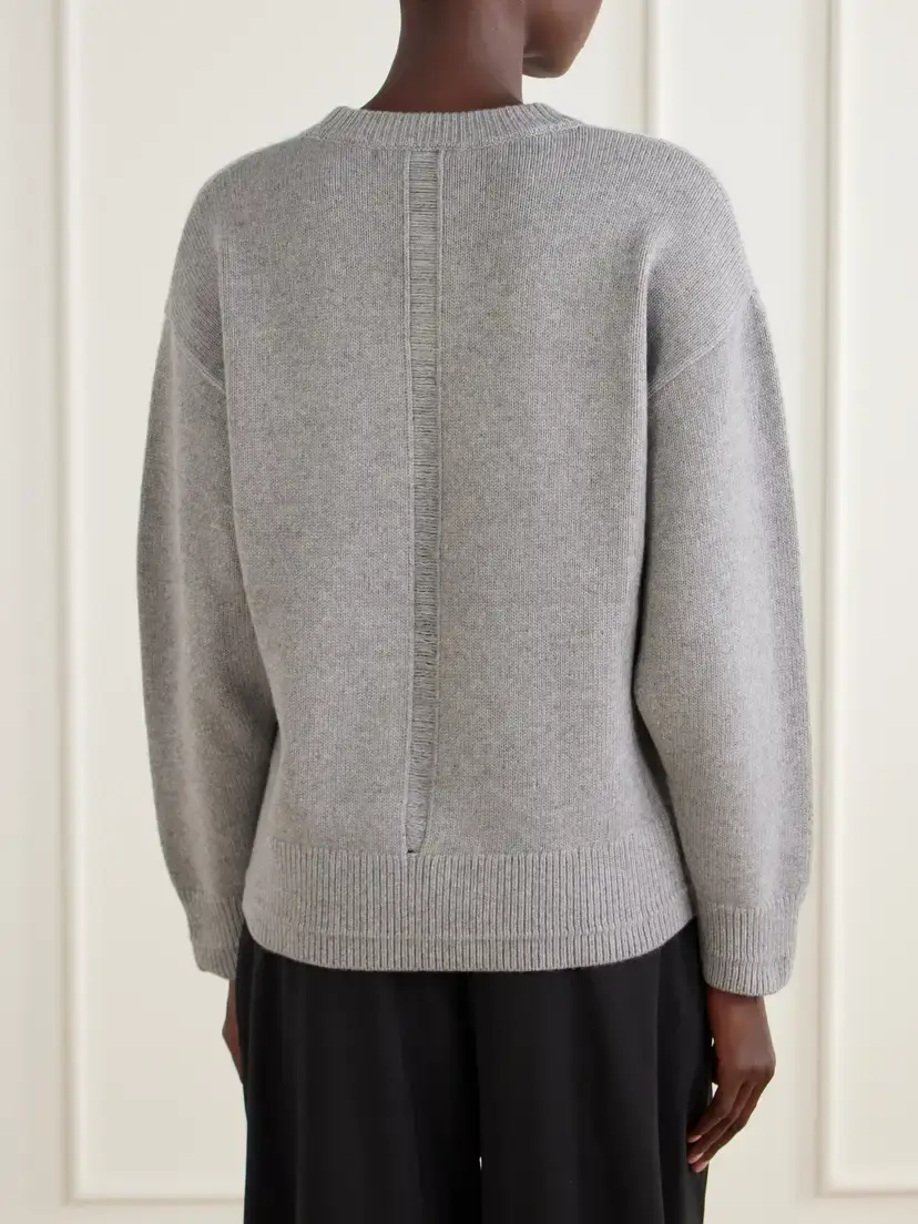 Maria McManus Ladder Stitch Cashmere And Cotton-blend Sweater - Gray | Thumbnail 4 Maria McManus Ladder Stitch Cashmere And Cotton-blend Sweater - Gray | Thumbnail 4