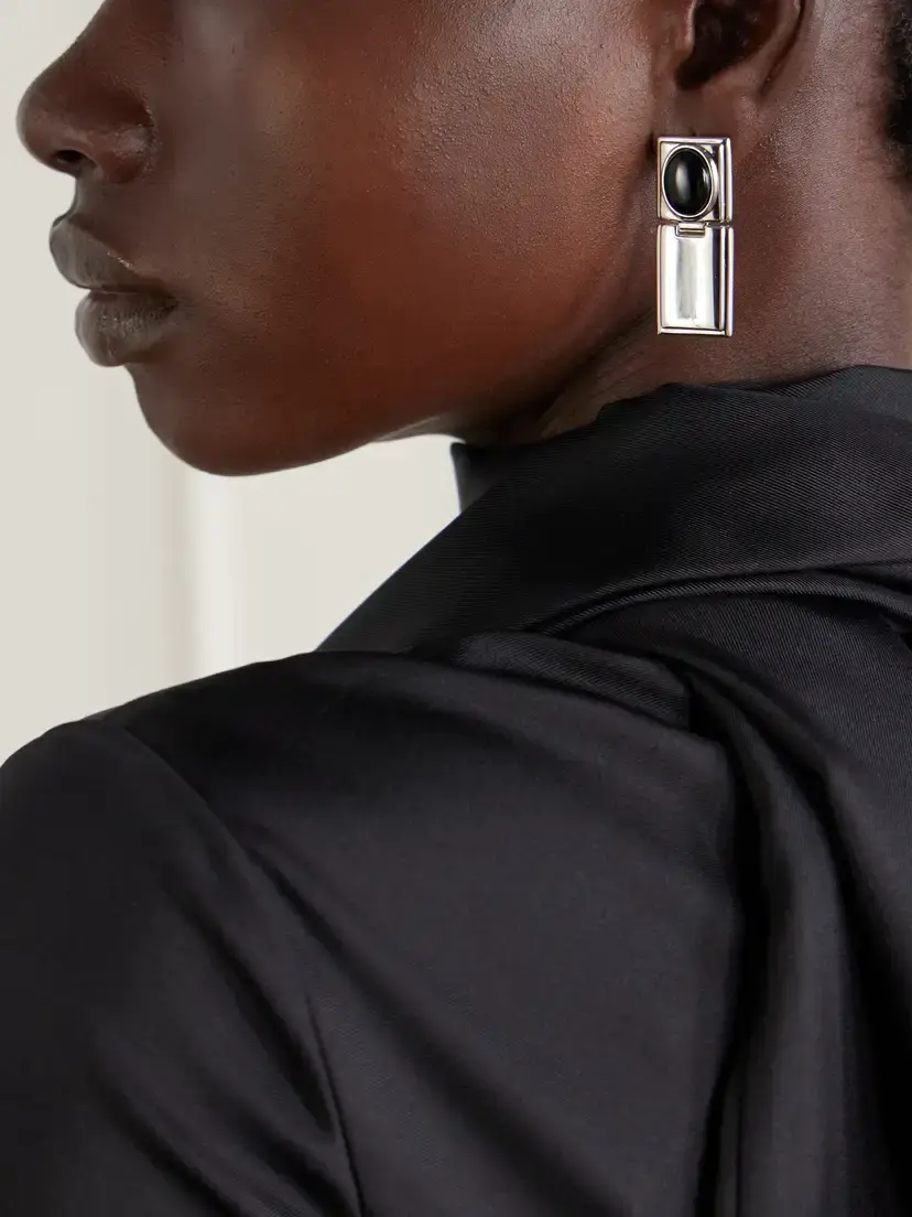 Déhanche Signet Stone Hinge Gold-plated Onyx Earrings | Thumbnail 2 Déhanche Signet Stone Hinge Gold-plated Onyx Earrings | Thumbnail 2