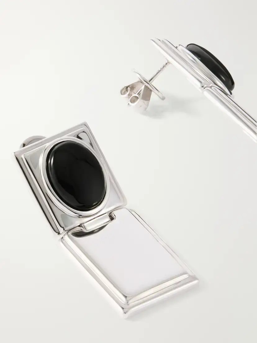 Déhanche Signet Stone Hinge Gold-plated Onyx Earrings | Thumbnail 3 Déhanche Signet Stone Hinge Gold-plated Onyx Earrings | Thumbnail 3