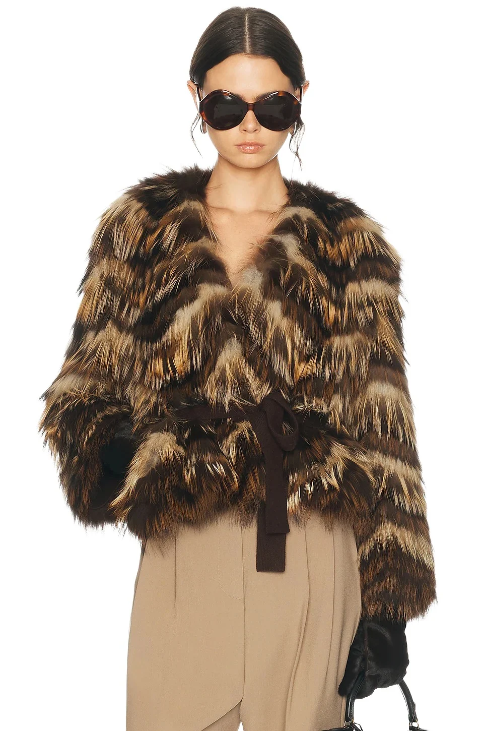 Yves Salomon Fox Fur Belted Jacket