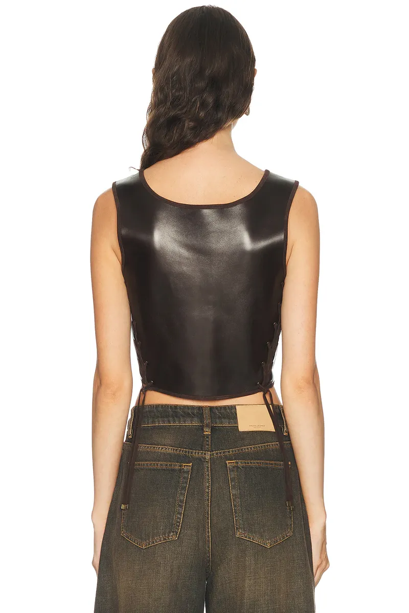 Ralph Lauren Collection Plonge Leather Sleeveless Blouse | Thumbnail 3 Ralph Lauren Collection Plonge Leather Sleeveless Blouse | Thumbnail 3