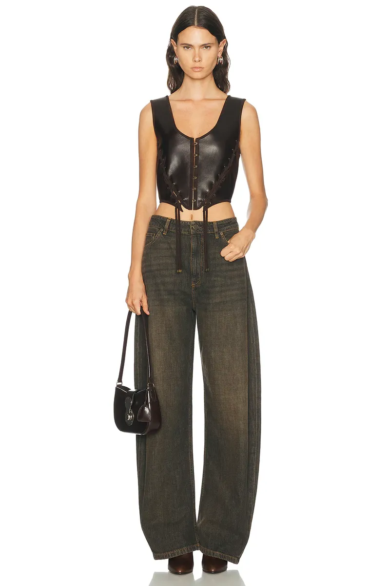 Ralph Lauren Collection Plonge Leather Sleeveless Blouse | Thumbnail 4 Ralph Lauren Collection Plonge Leather Sleeveless Blouse | Thumbnail 4