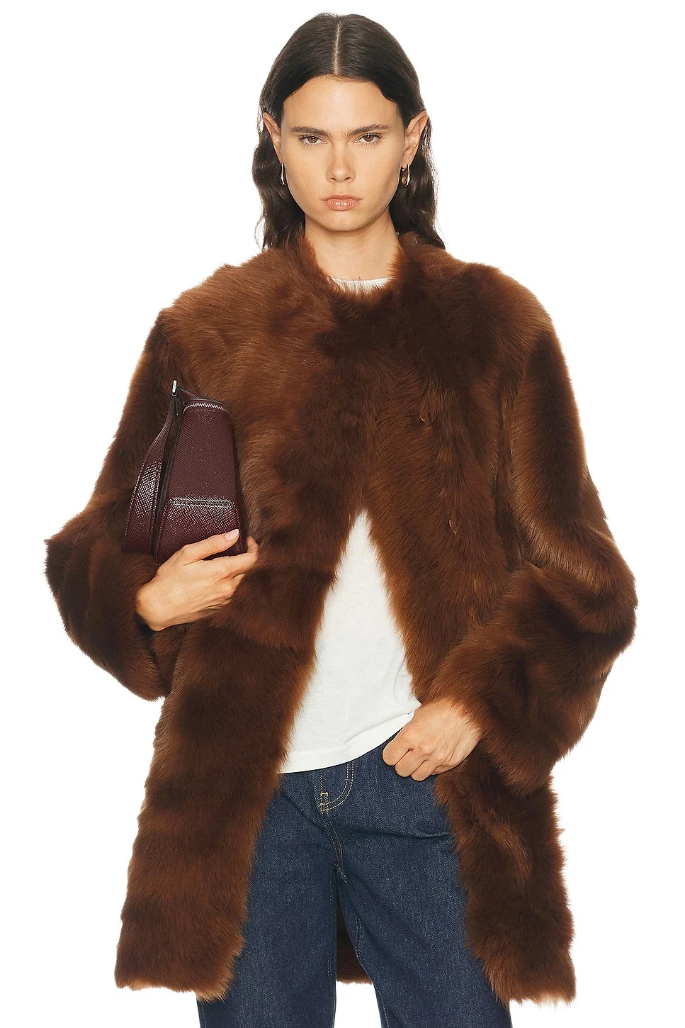 Short Silky Shearling Coat
