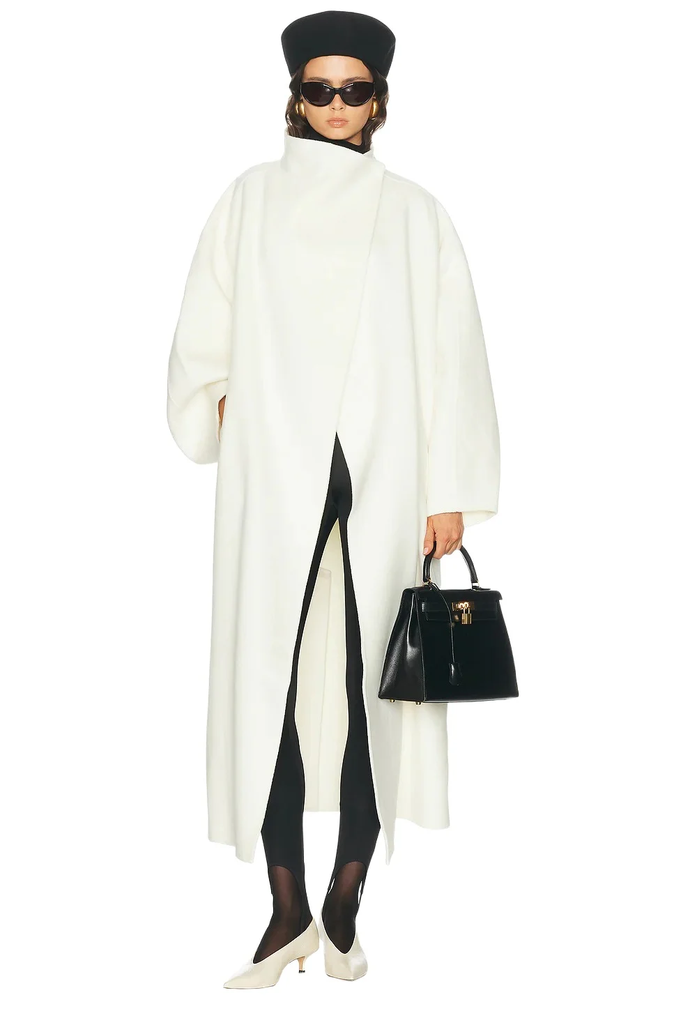 The Frankie Shop Leroy Funnel Neck Wool Coat