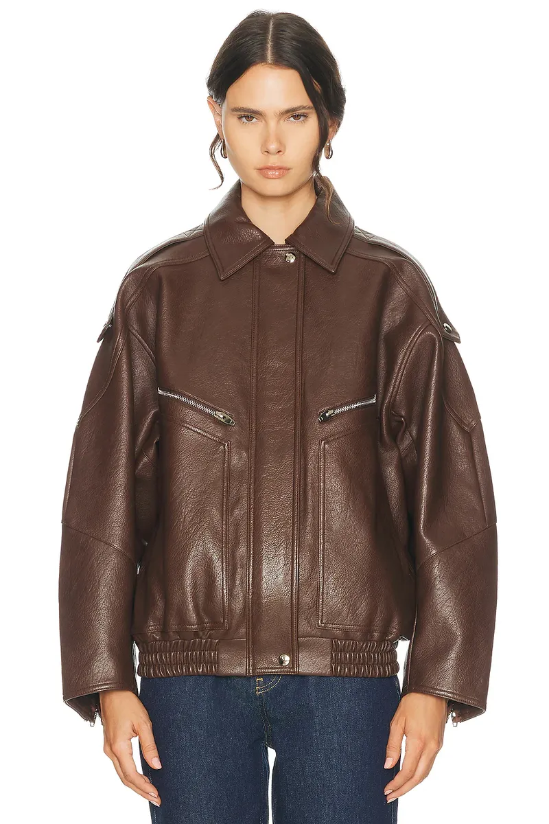 The Frankie Shop Hudson Faux Leather Bomber Jacket | Thumbnail 2 The Frankie Shop Hudson Faux Leather Bomber Jacket | Thumbnail 2