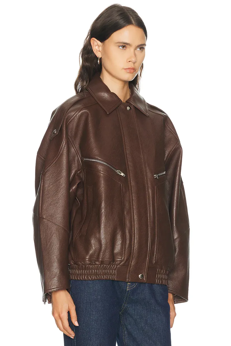 The Frankie Shop Hudson Faux Leather Bomber Jacket | Thumbnail 3 The Frankie Shop Hudson Faux Leather Bomber Jacket | Thumbnail 3