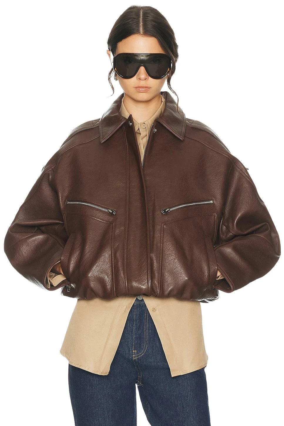 Hudson Faux Leather Bomber Jacket
