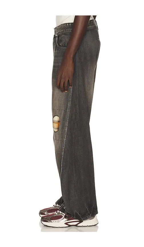 We11Done Repaired CheckCurved Denim Jeans | Thumbnail 2 We11Done Repaired CheckCurved Denim Jeans | Thumbnail 2
