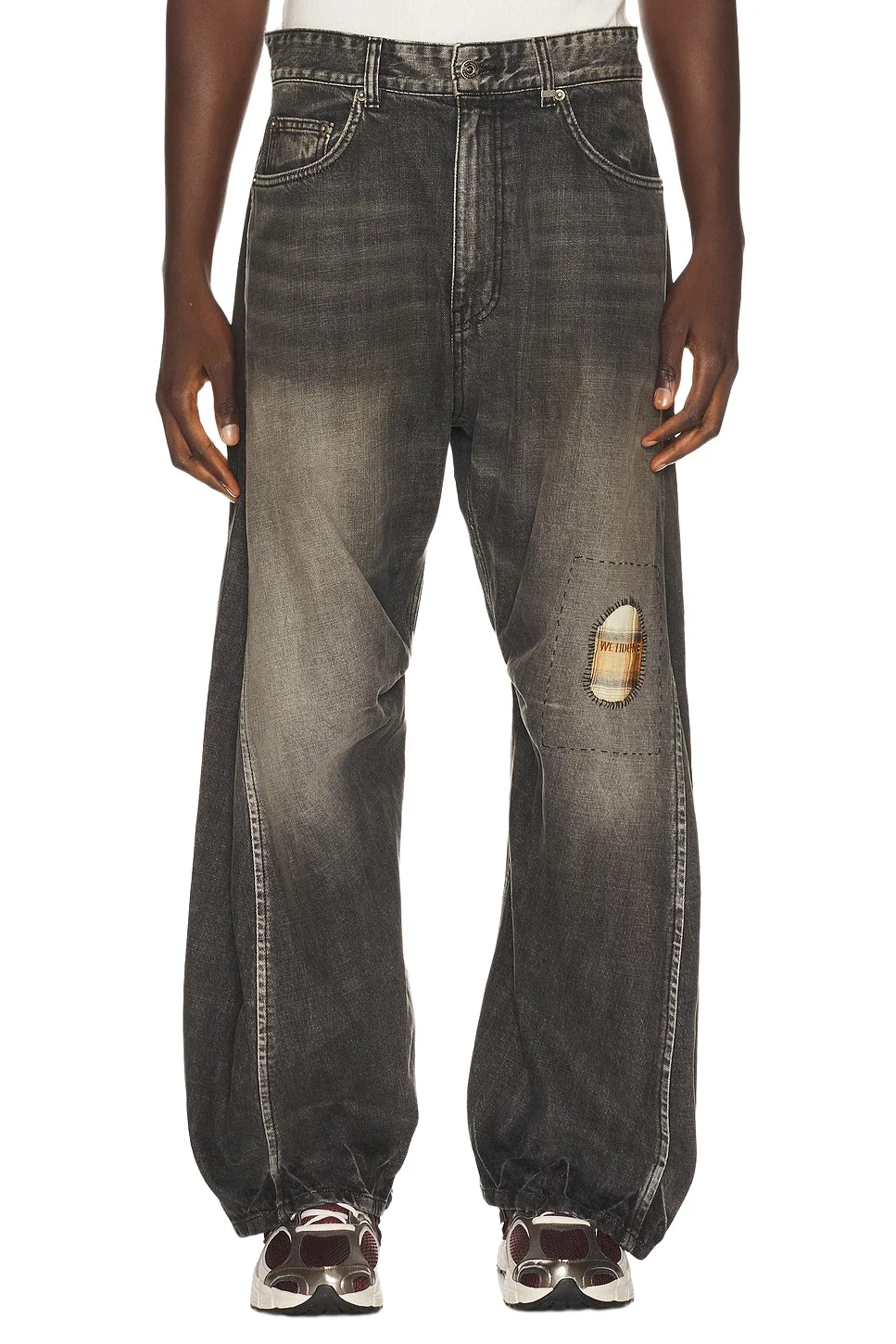 We11Done Repaired CheckCurved Denim Jeans