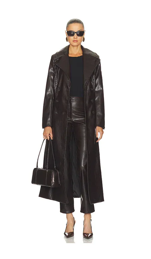 Bardot Andros Faux Croc Leather Coat | Thumbnail 2