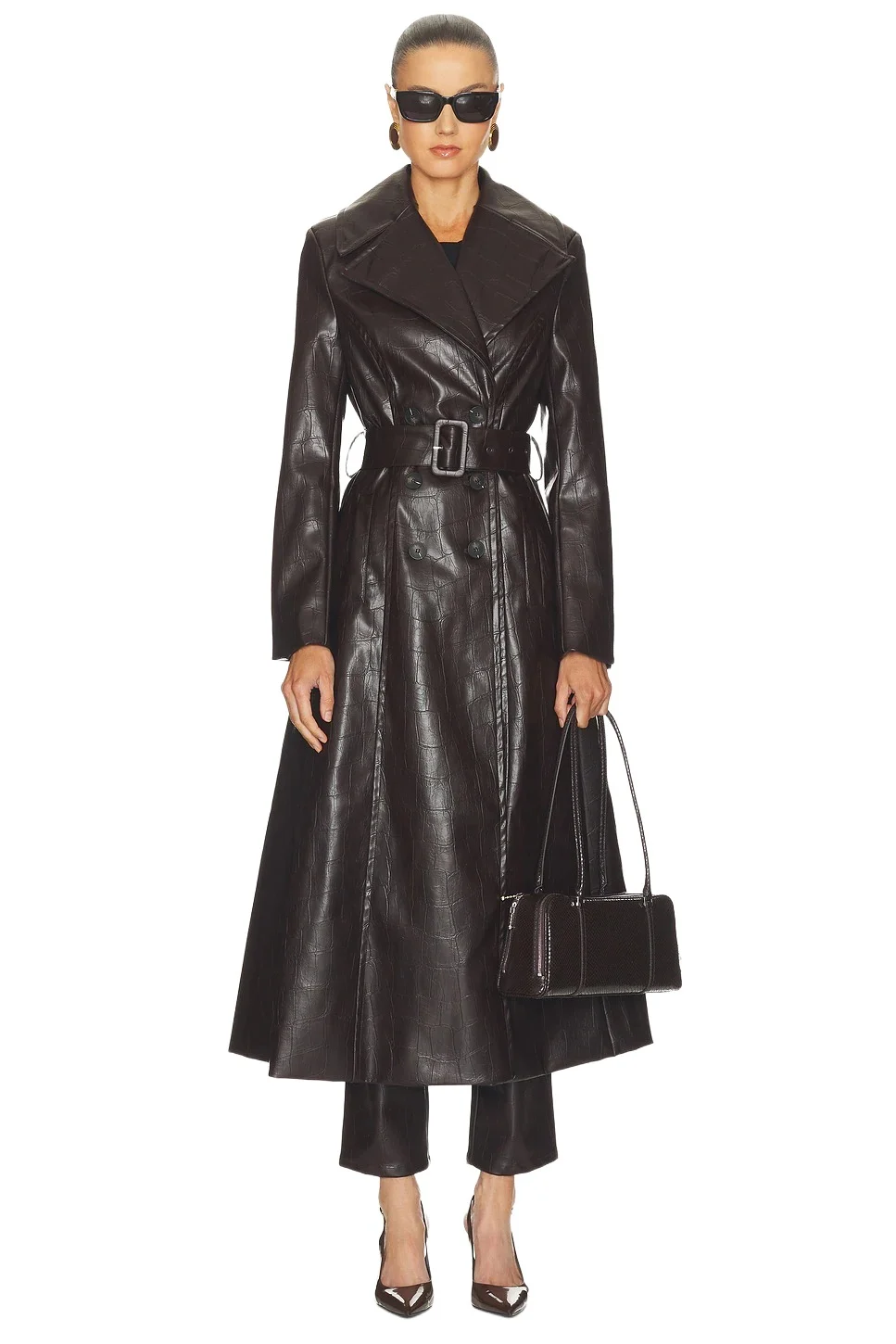 Bardot Andros Faux Croc Leather Coat