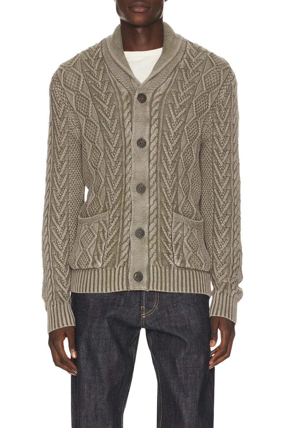 SCHOTT Cable Knit Cardigan