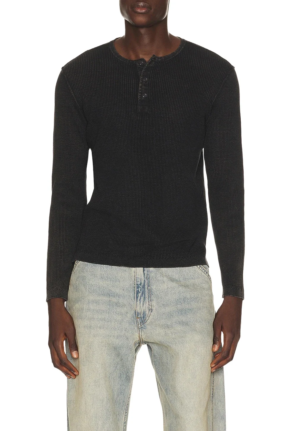 SCHOTT Stonewashed Henley Sweater