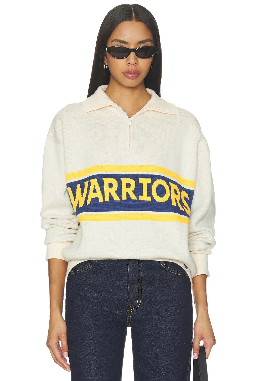 Golden State Warriors Team Stripe Quarter Zip Sweater Golden State Warriors Team Stripe Quarter Zip Sweater