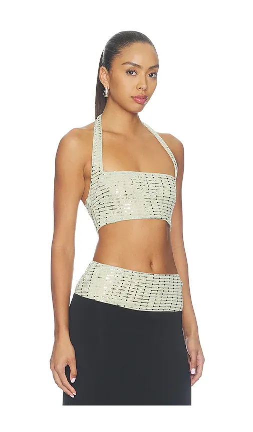 Runaway The Label Ziva Sequin Halter Crop Top | Thumbnail 2