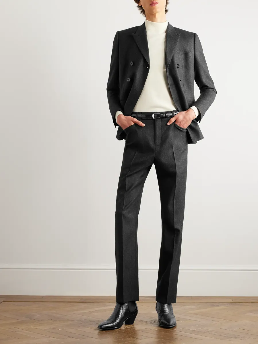 Celine Straight-Leg Pinstriped Brushed Wool-Twill Suit Trousers | Thumbnail 2