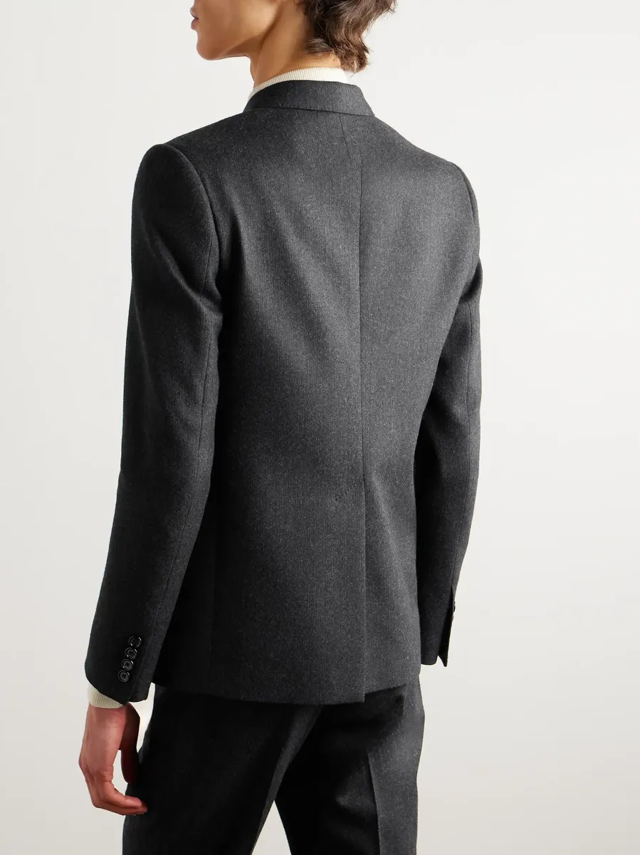 Celine Slim-Fit Double-Breasted Pinstriped Brushed Wool-Twill Suit Jacket | Thumbnail 3
