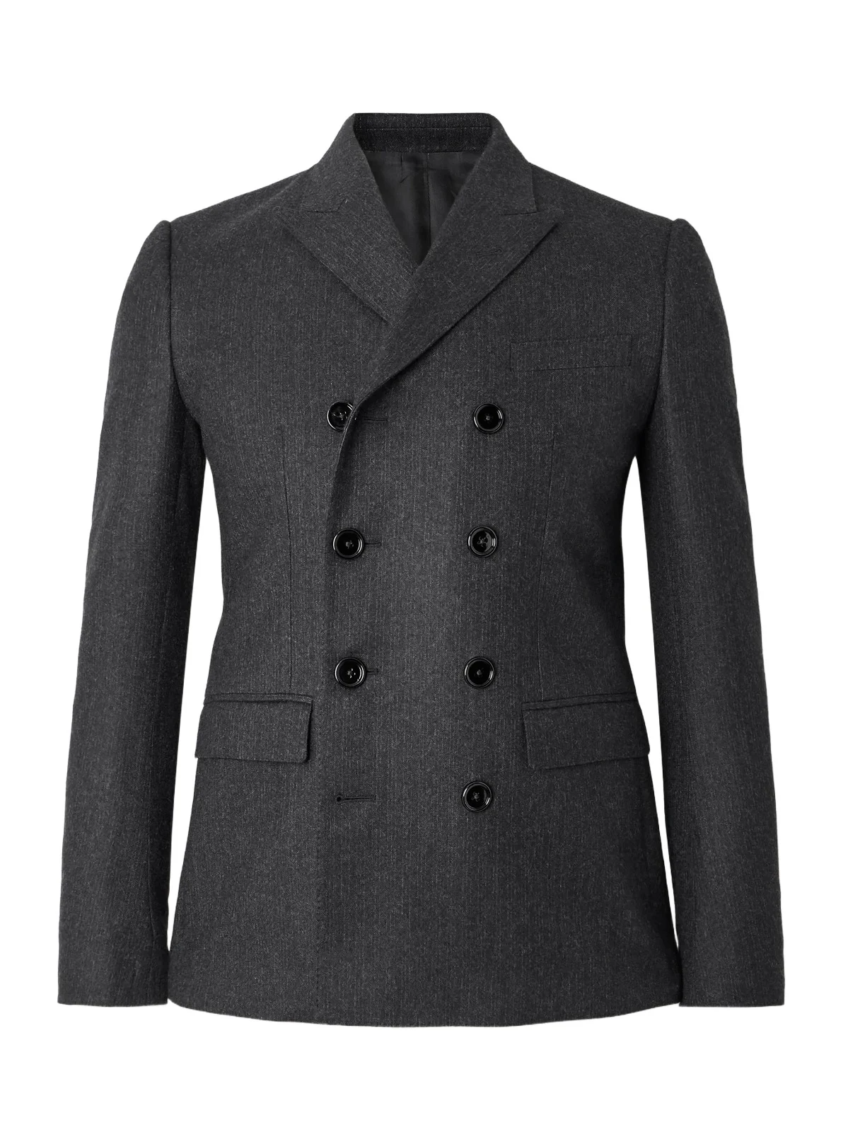 Celine Slim-Fit Double-Breasted Pinstriped Brushed Wool-Twill Suit Jacket