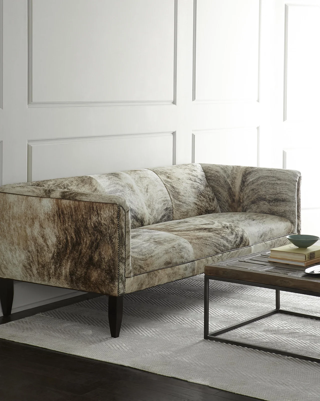Old Hickory Tannery Bryson Hair on Hide Sofa 86"
