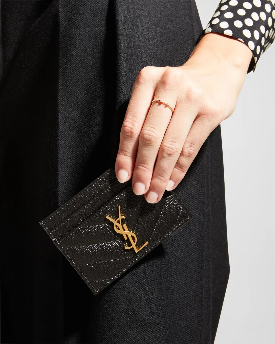 Saint Laurent Cassandre YSL Monogram Card Case in Grained Leather | Thumbnail 2 Saint Laurent Cassandre YSL Monogram Card Case in Grained Leather | Thumbnail 2