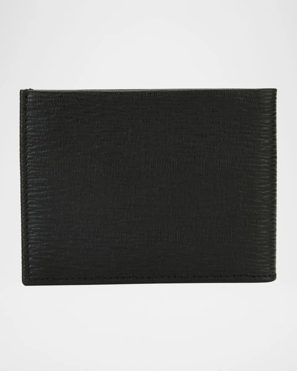 Ferragamo Men's Revival Gancini Bi-Fold Leather Wallet, Black/Red | Thumbnail 3 Ferragamo Men's Revival Gancini Bi-Fold Leather Wallet, Black/Red | Thumbnail 3