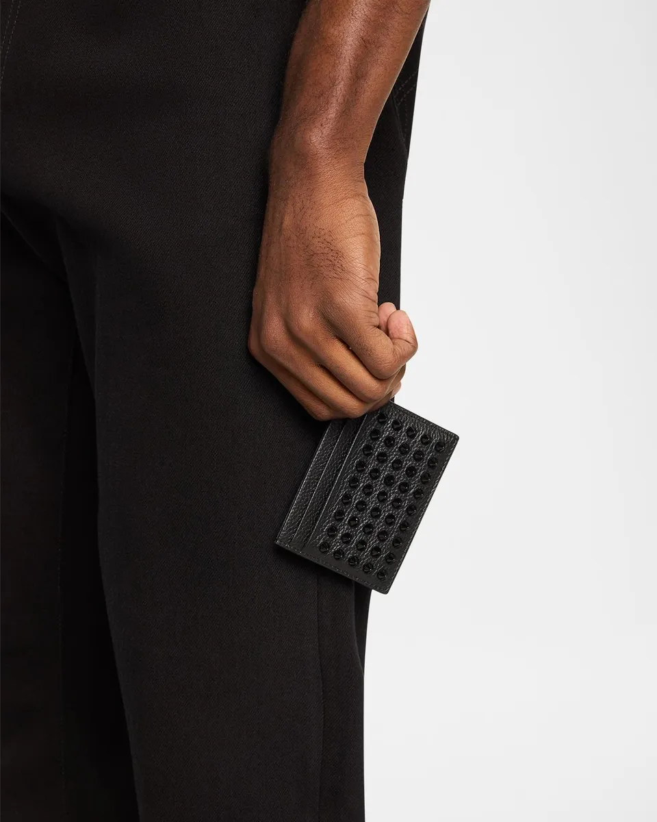 Christian Louboutin Men's Kios Spiked Leather Card Case | Thumbnail 2 Christian Louboutin Men's Kios Spiked Leather Card Case | Thumbnail 2