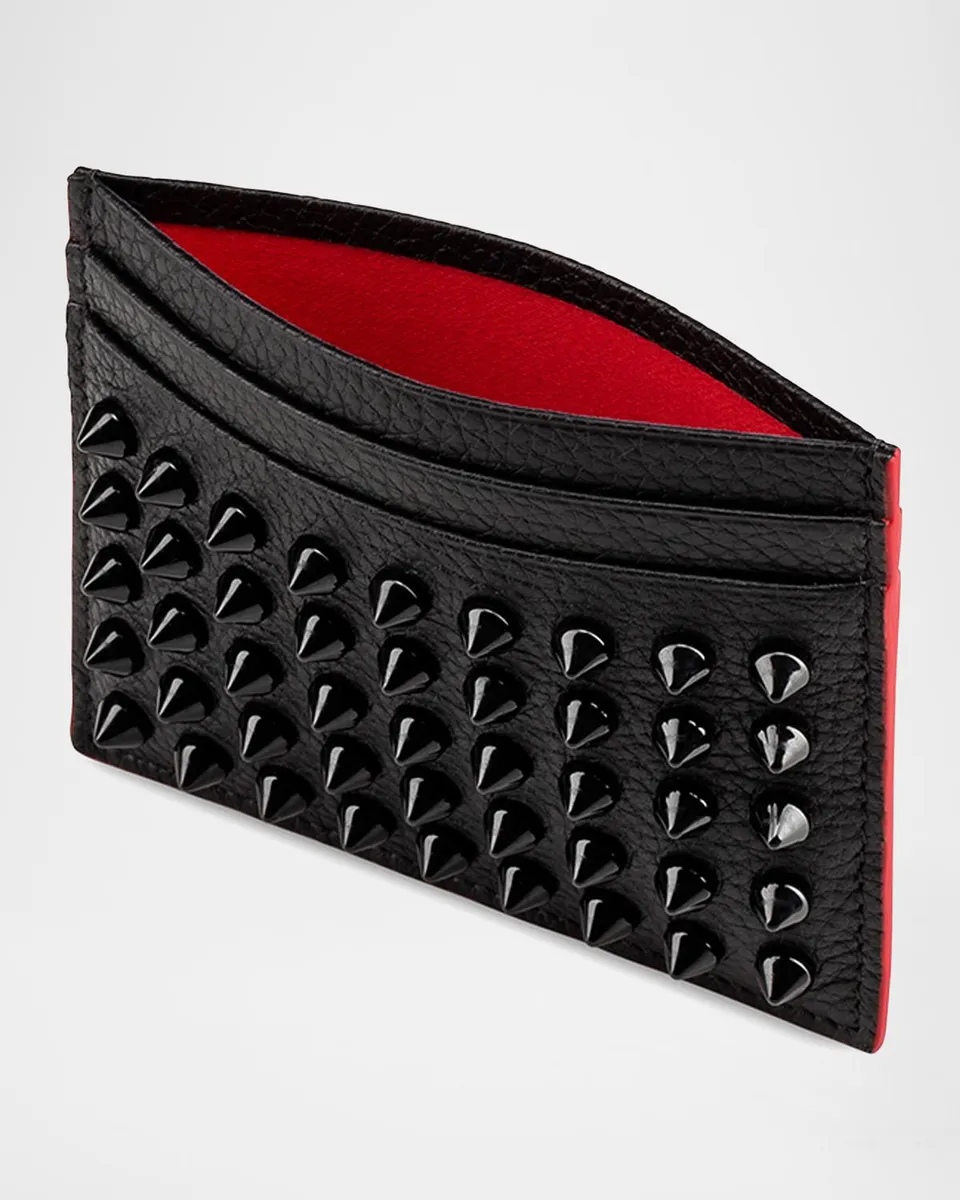 Christian Louboutin Men's Kios Spiked Leather Card Case | Thumbnail 4 Christian Louboutin Men's Kios Spiked Leather Card Case | Thumbnail 4