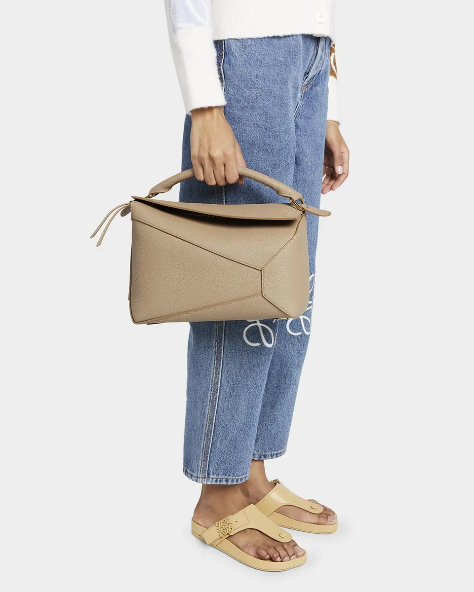 Loewe Puzzle Edge Medium Top-Handle Bag in Soft Grained Leather | Thumbnail 4