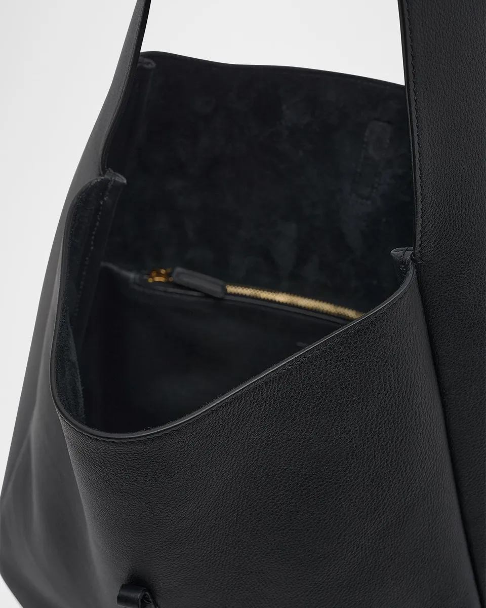 Saint Laurent Le 5 A 7 Large Shoulder Bucket Bag in Smooth Leather | Thumbnail 3