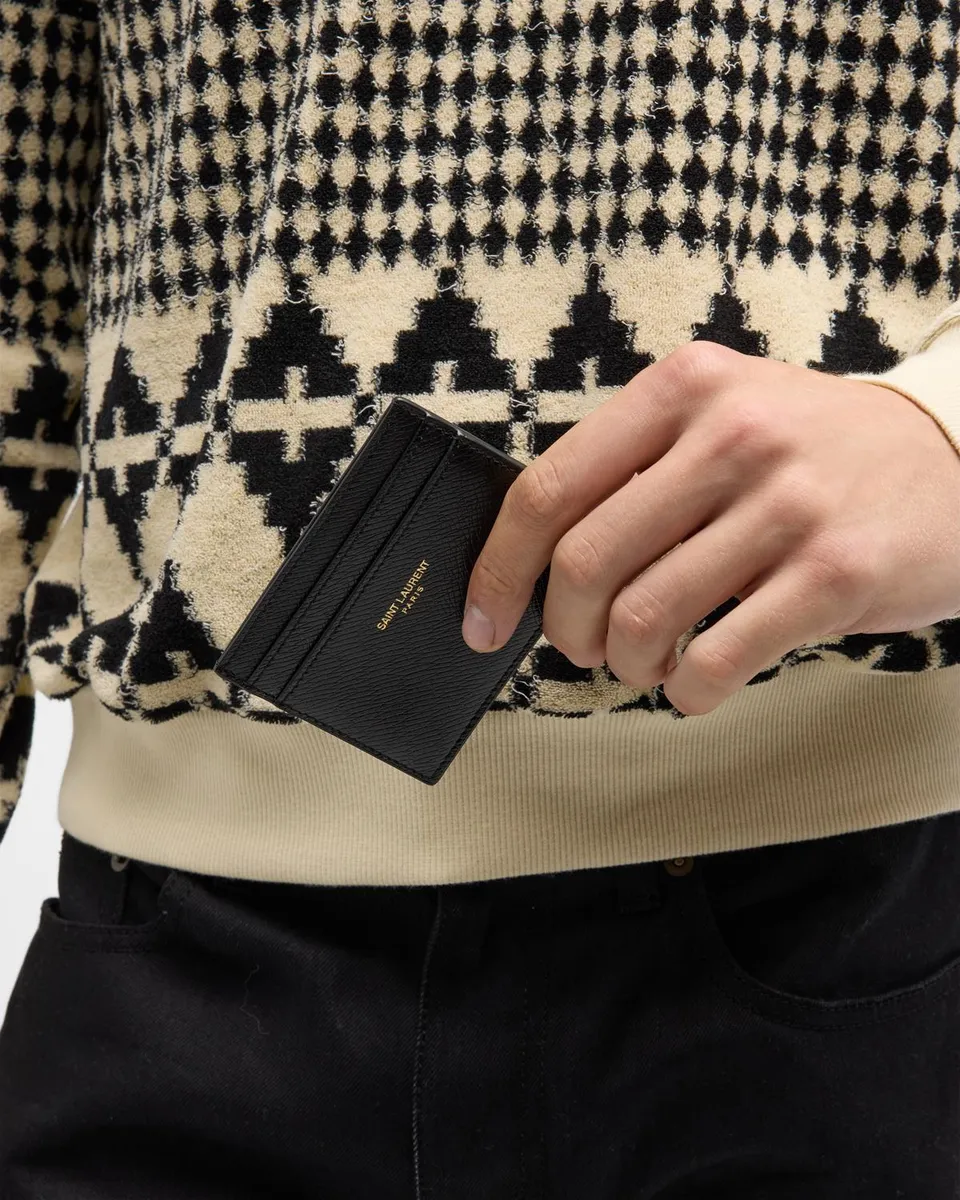 Saint Laurent Men's Grained Leather Card Holder | Thumbnail 2